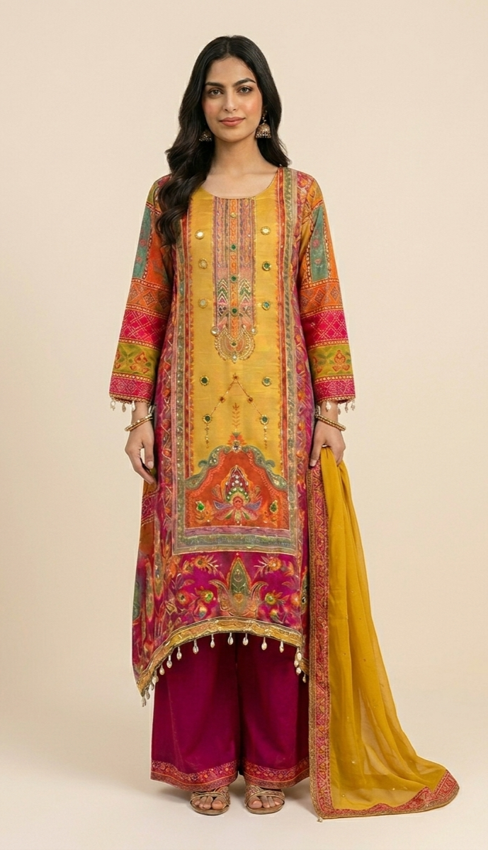 A celebration of mirrors and color — tradition stitched in brilliance.