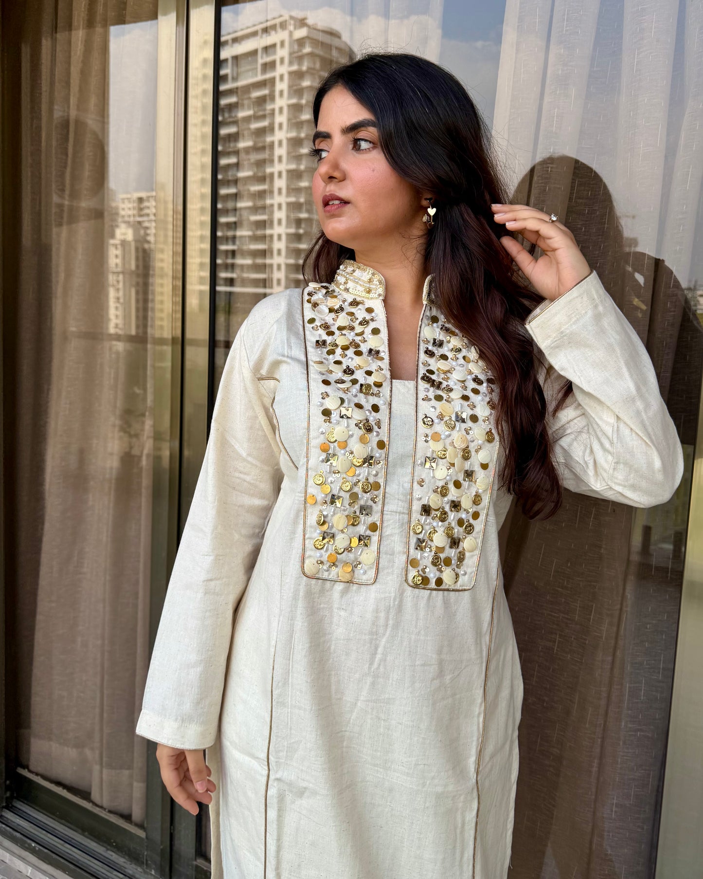 Embellished 2 piece kurta set
